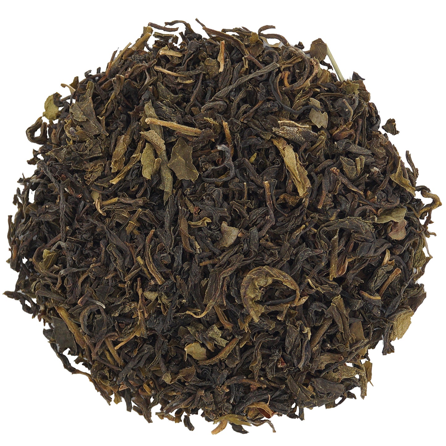 Close-up of Assam Green Tea GFTGFOP1 Jamguri Organic loose leaves, perfect for a fresh brew