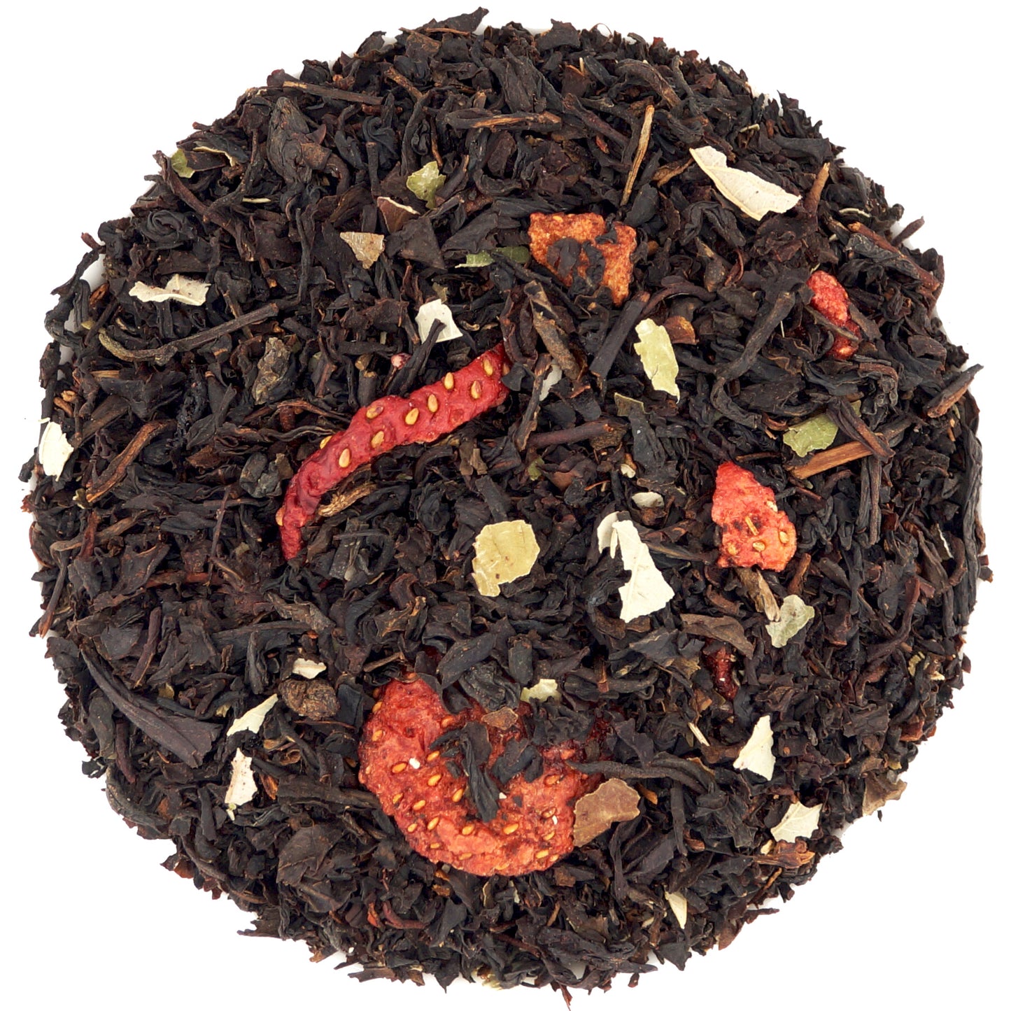 Order black strawberry tea leaves with real strawberry pieces