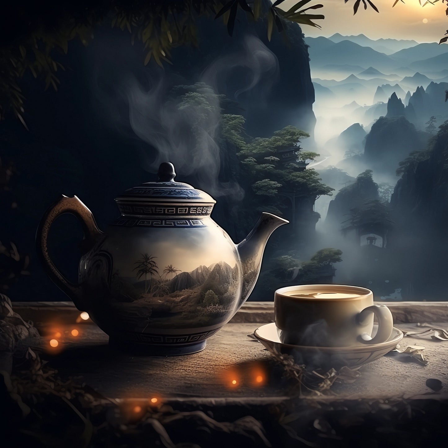 Brewed Chinese Chun Mee green tea with golden-green hue