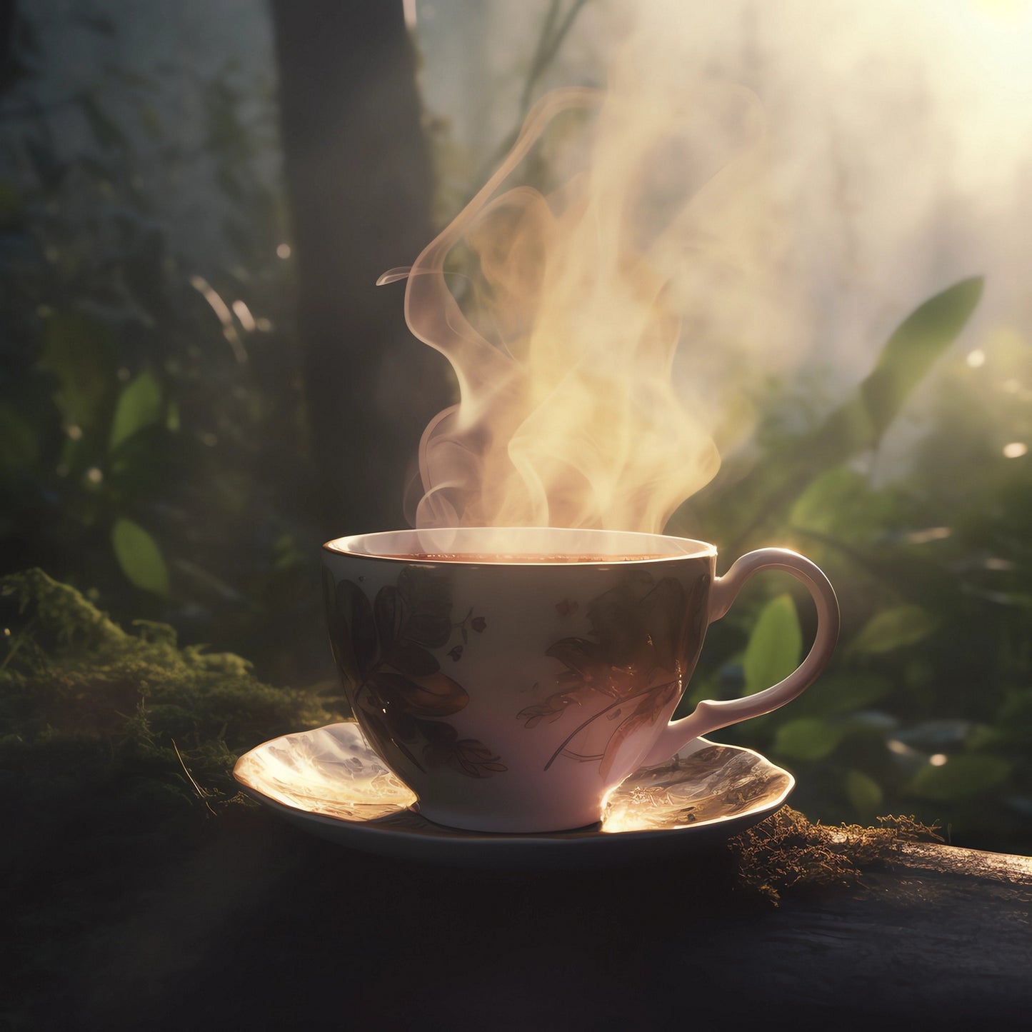 Brewed decaffeinated Ceylon black tea in a cup – light amber infusion
