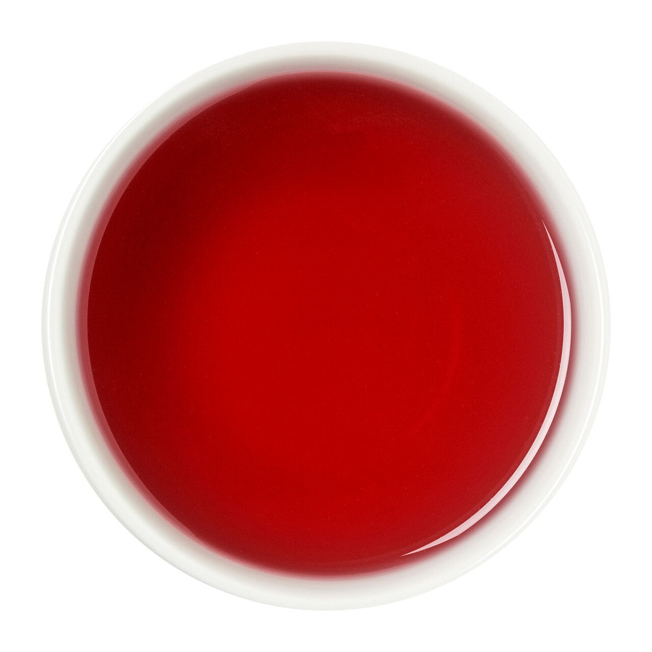 Brewed hibiscus tea blend with pineapple, offering a rich red hue