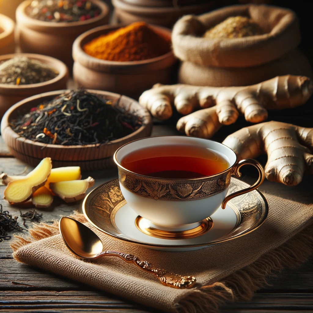 Brewed organic ginger black tea with rich spicy notes