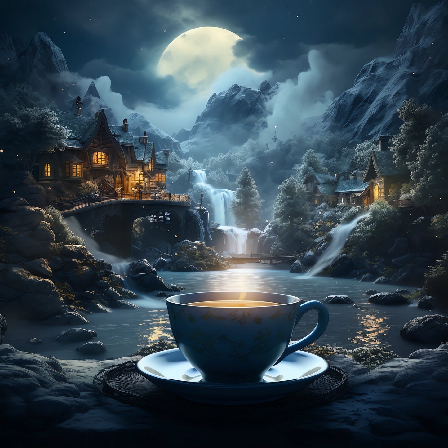Steaming cup of freshly brewed organic Gunpowder green tea