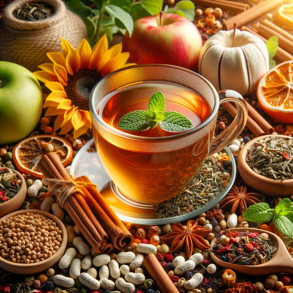 Sweet Essence herbal tea packaging – South African honeybush loose leaf tea, a sweet and spicy caffeine-free herbal blend for a soothing experience