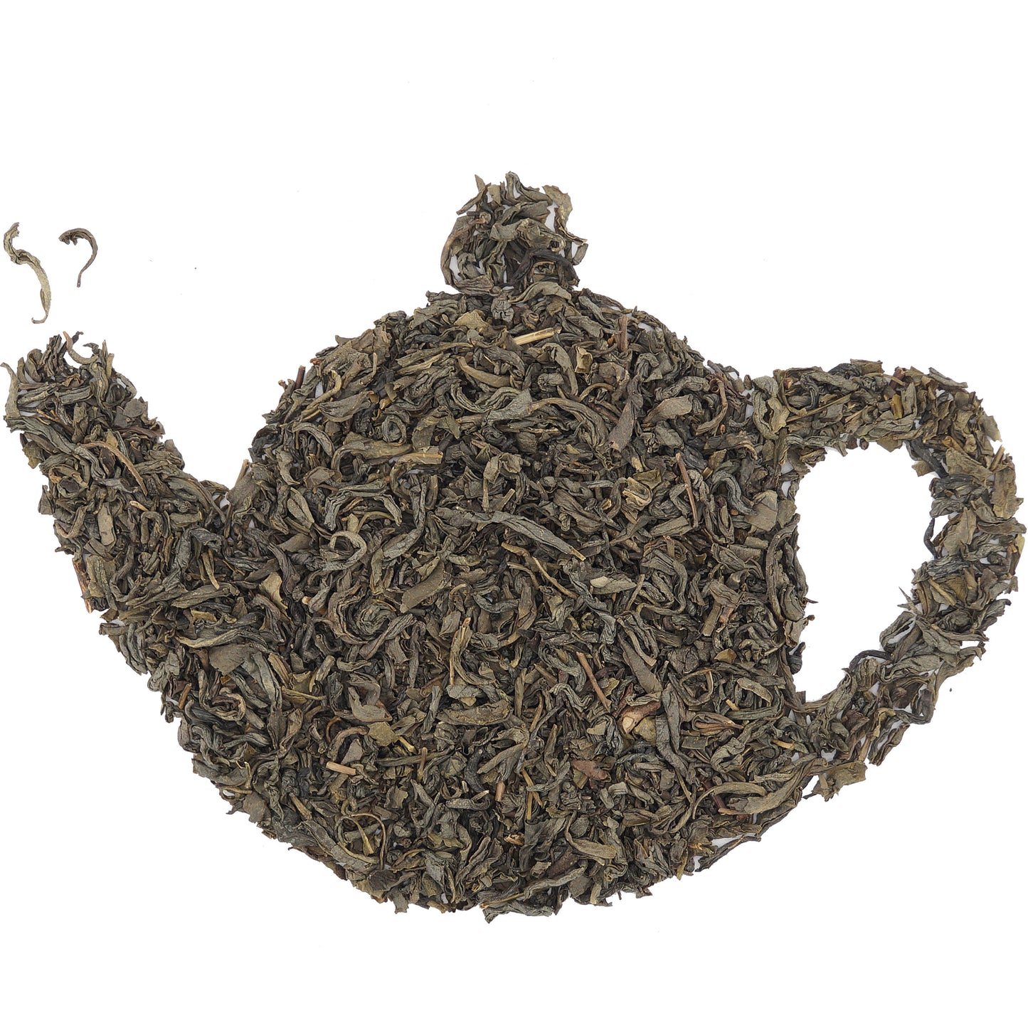 Loose leaf Chinese Chun Mee green tea with twisted leaves