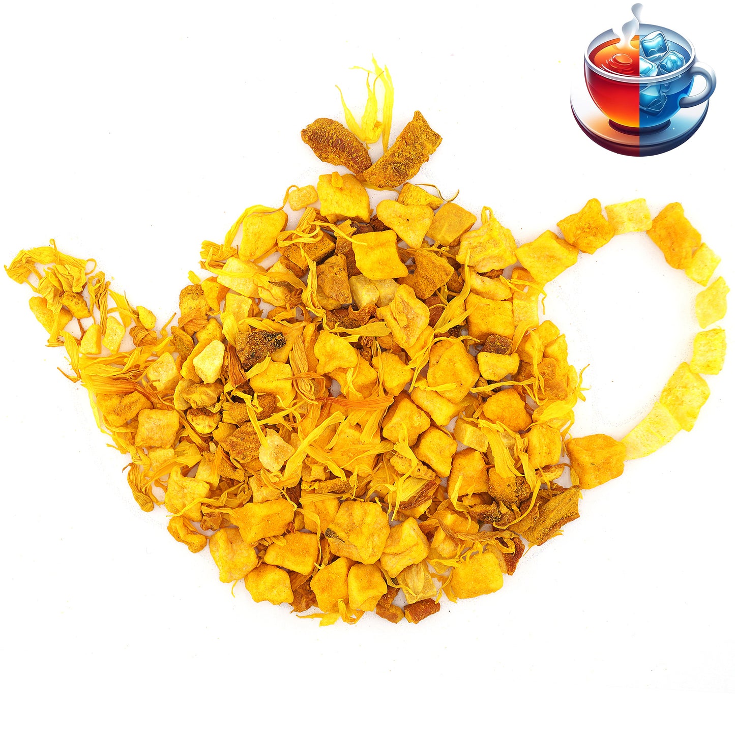 Loose leaf citrus herbal tea blend with pineapple and apple for a refreshing yellow hue