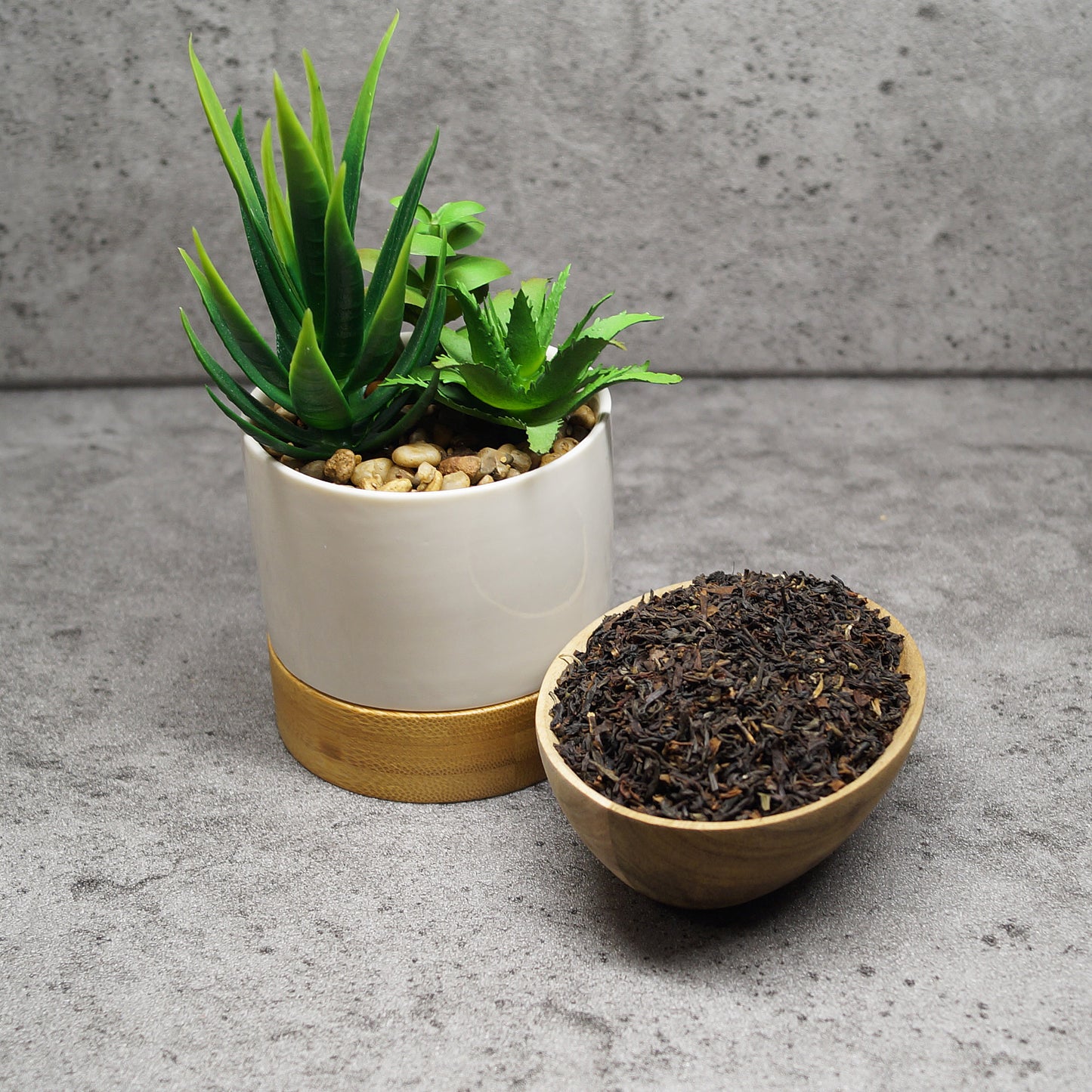 Close-up of black tea blend leaves
