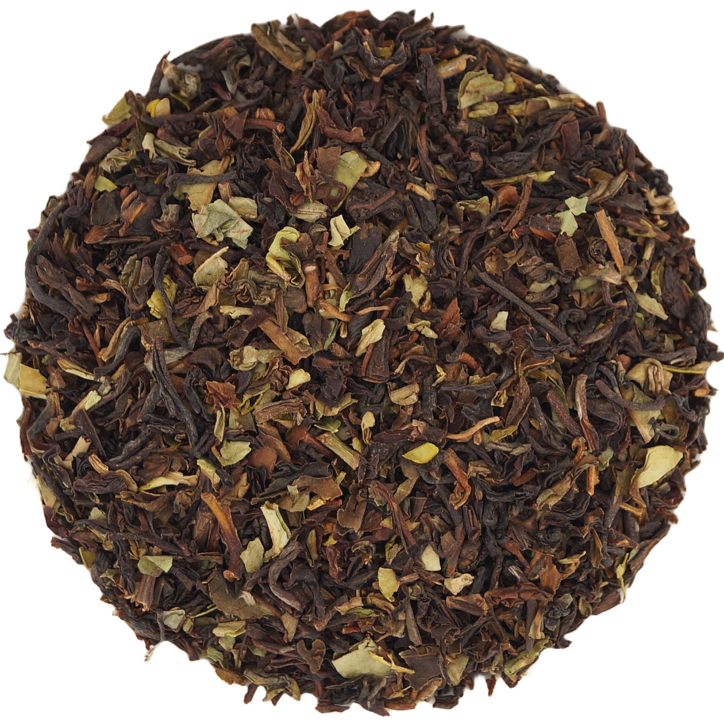 Close-up of South India Frost Tea dry leaves