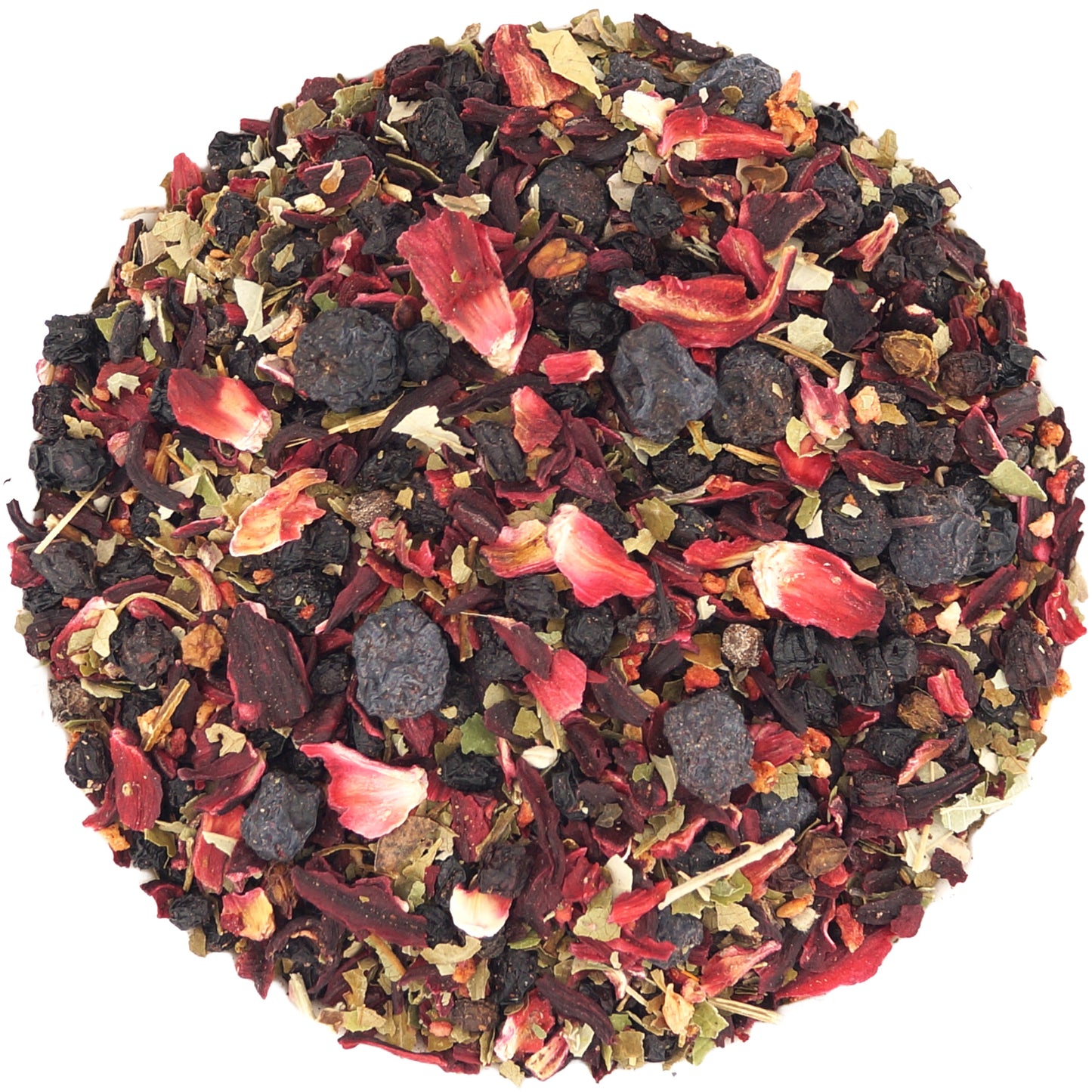 Close-Up of Loose Leaf Berry Treat Organic – Hibiscus, Elderberry, and Wild Fruits
