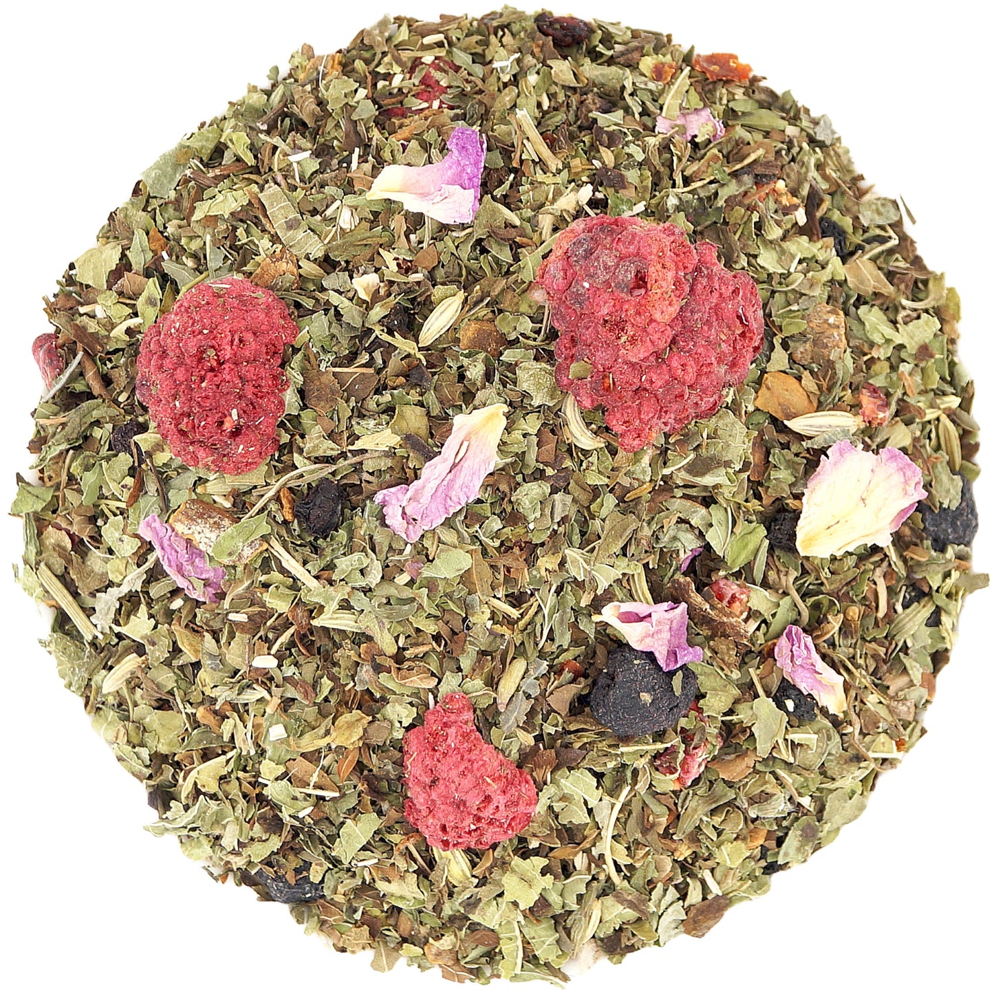 Close-Up of Organic Spearmint Herbal Tea with Fruits – Loose Leaf Blend
