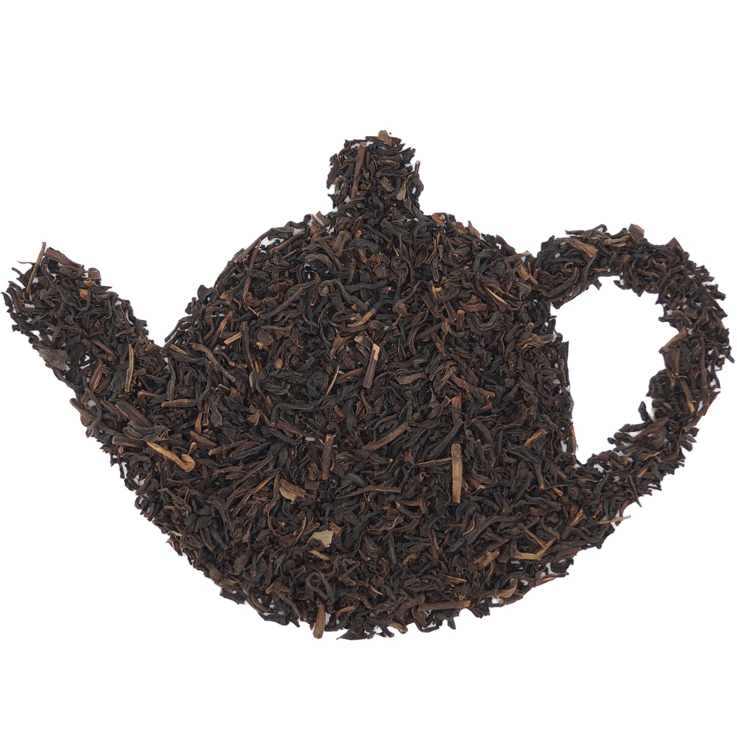 Close-up of decaffeinated Ceylon loose leaf black tea with smooth dark leaves