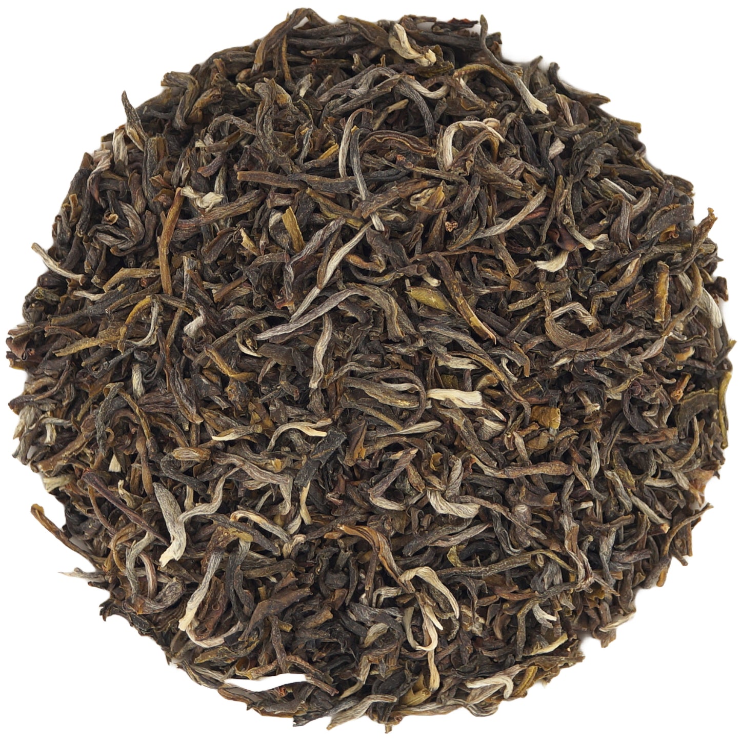 Dry loose Yunnan green tea leaves ready for brewing