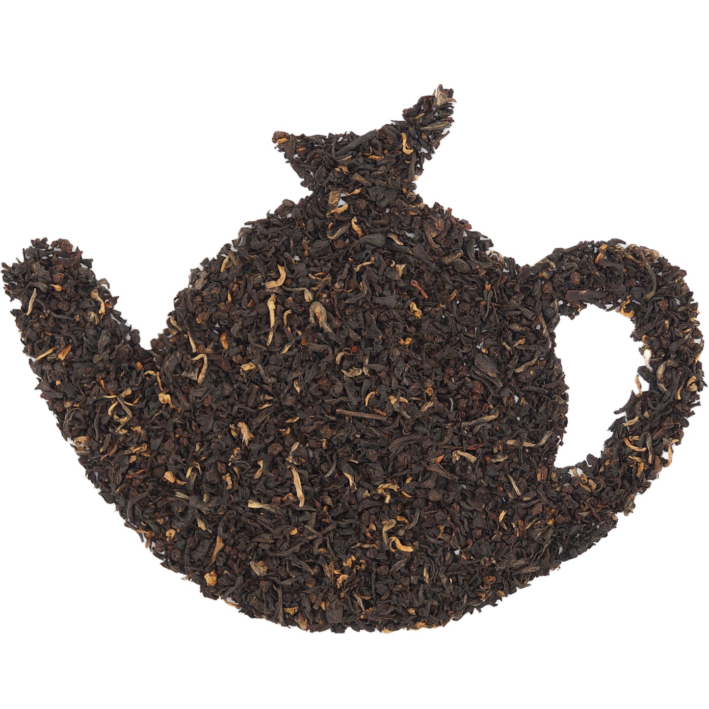 Close-up of East Frisian loose leaf black tea leaves with rich dark color