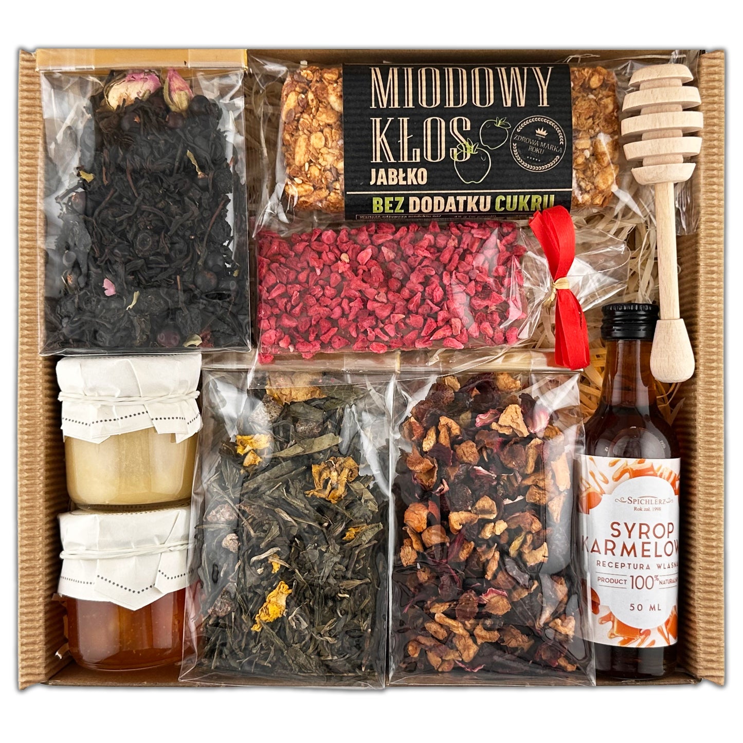 Premium tea gift basket for employee appreciation with a curated selection of teas, sweets, and honey