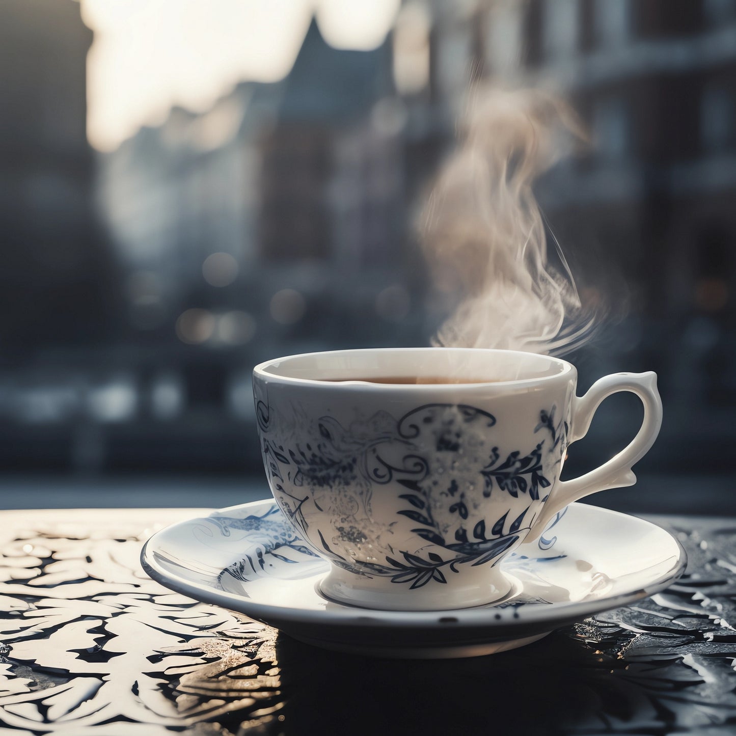 Cup of English blend tea - organic black tea from Assam, Darjeeling, and Ceylon
