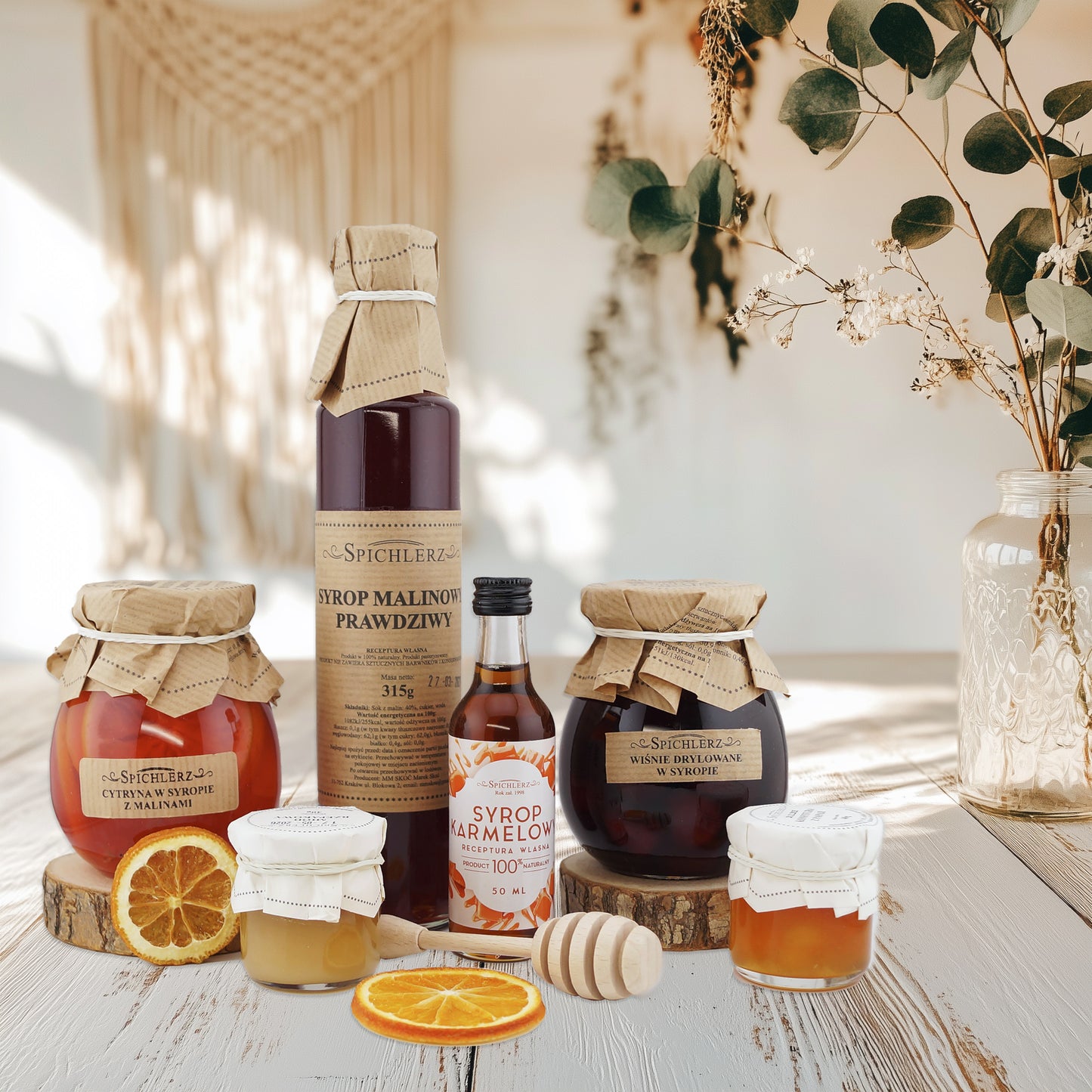Tea and sweets gift box with honey and syrup