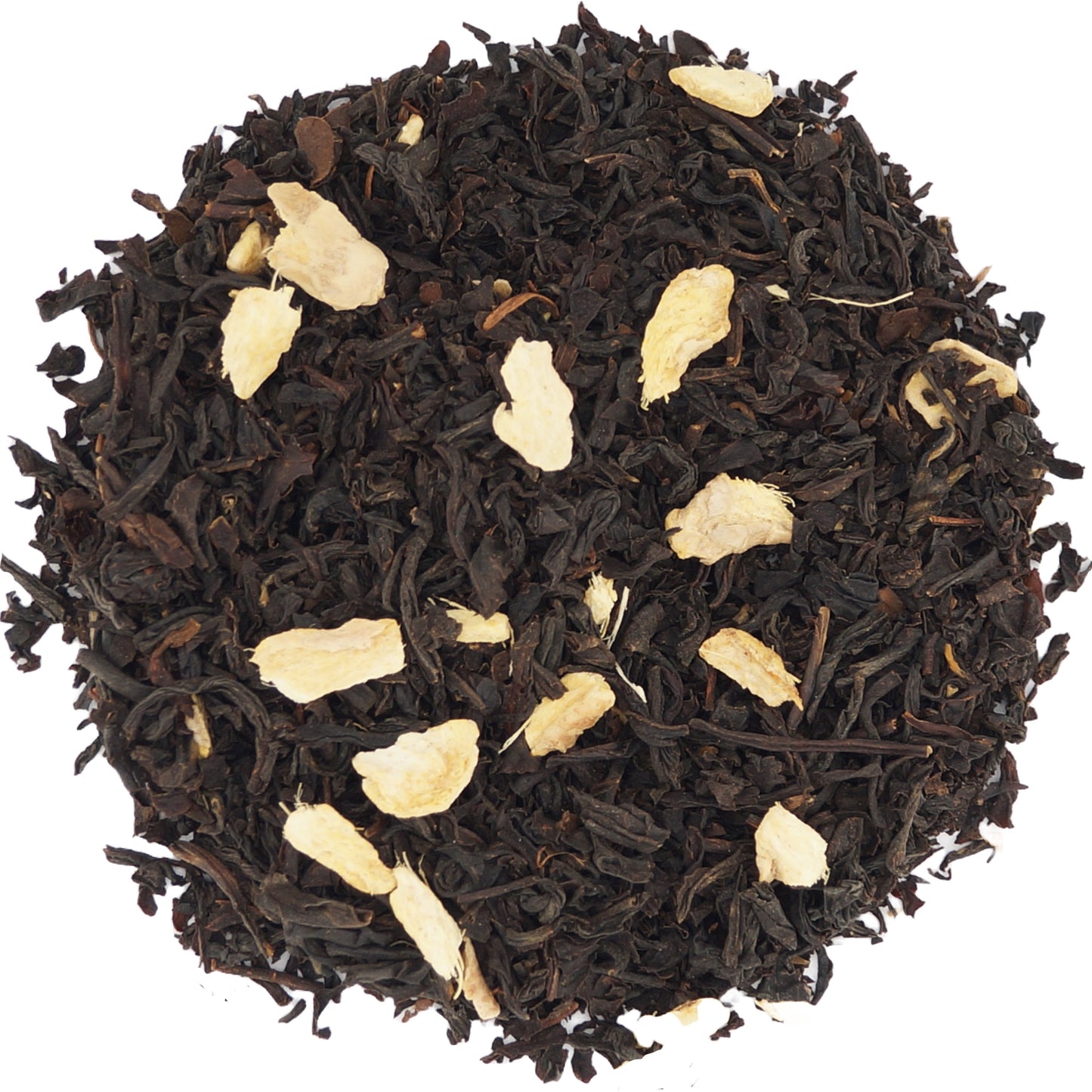 Organic, loose-leaf black ginger tea, fragrant and robust