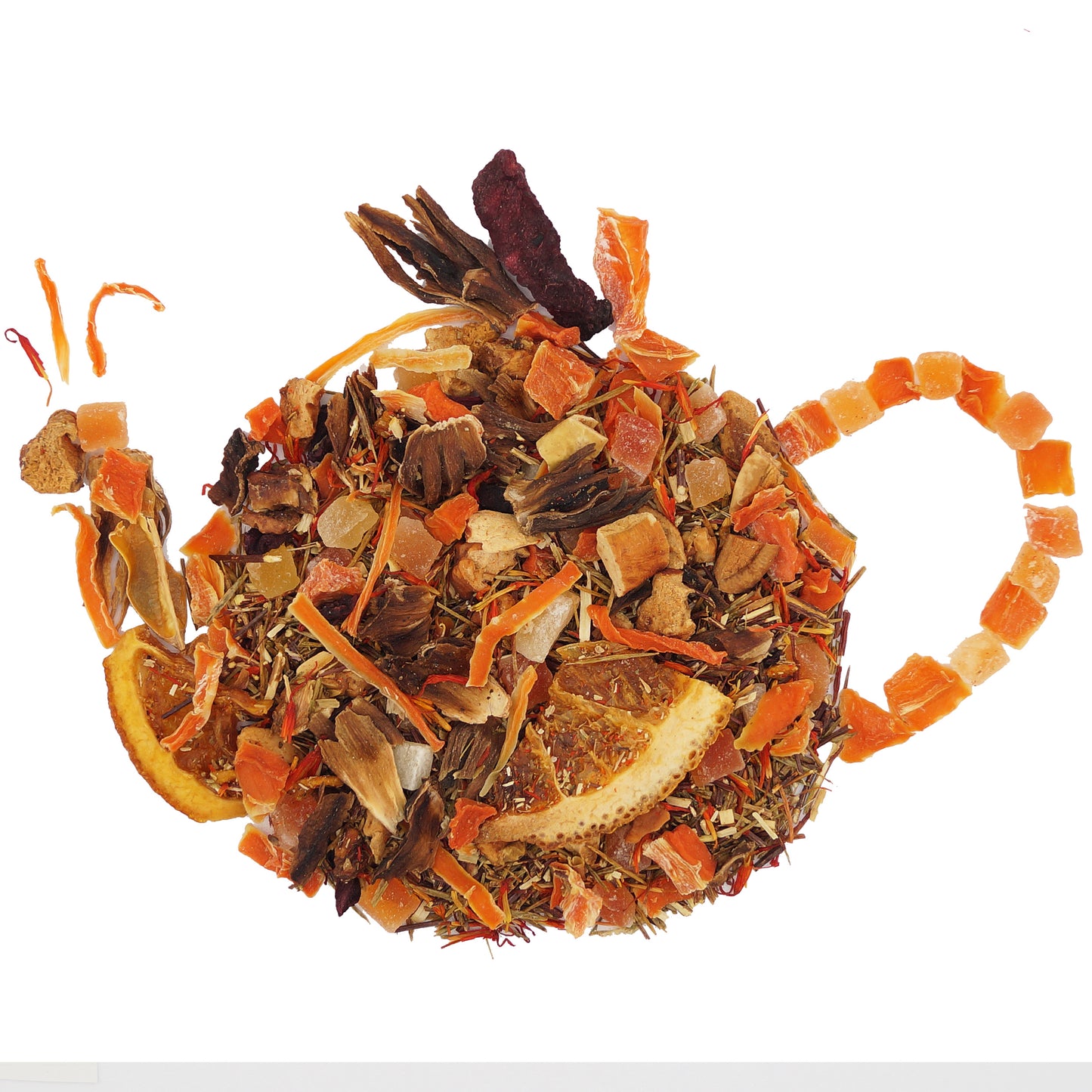 Herbal Tea Orange Dream – refreshing citrus herbal tea with apple and rooibos green tea, a fruity loose leaf blend perfect for any time of the day