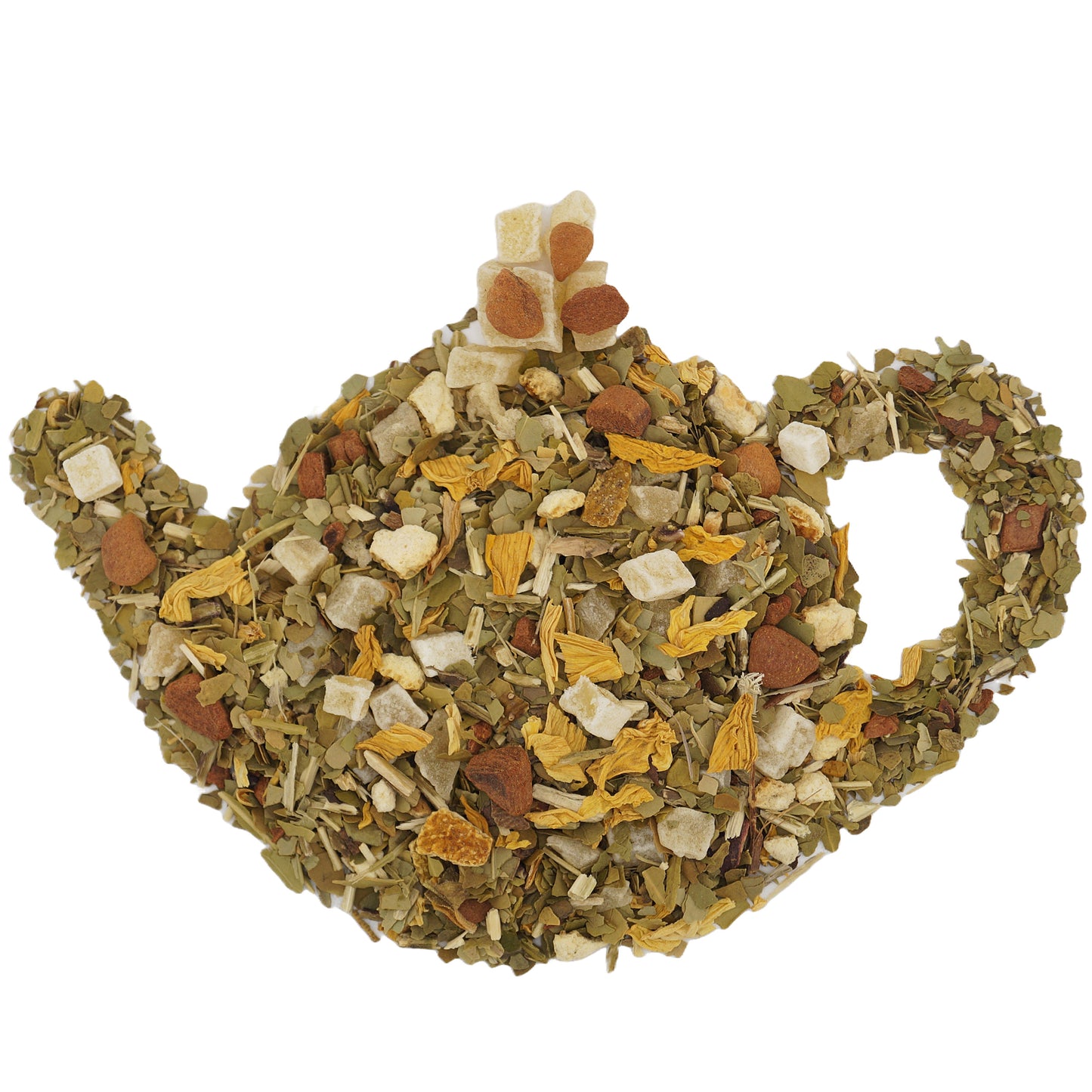 Sweet Exotic Mate herbal tea – energizing yerba mate green tea with tropical mango and citrus fruits in a fruity loose leaf tea blend
