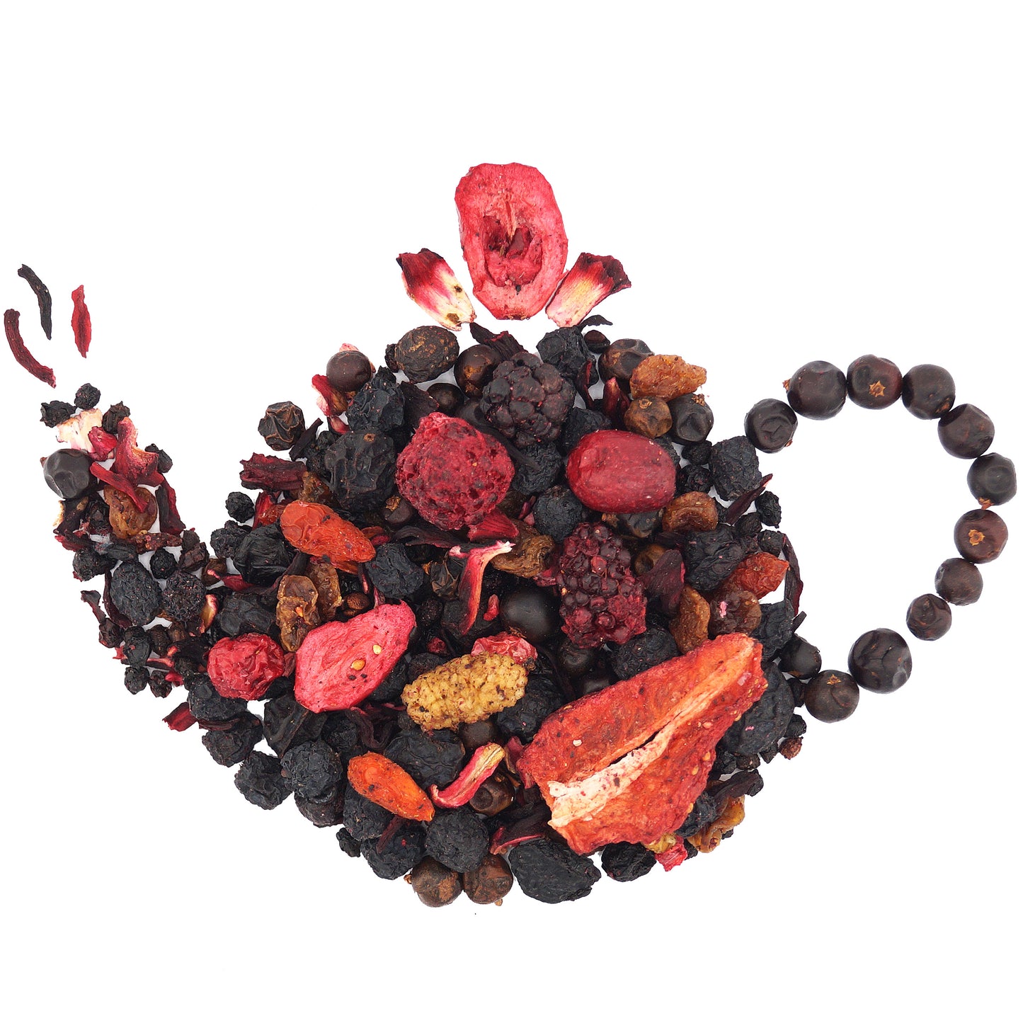 Loose leaf hibiscus berry tea blend with elderberry and blackberry