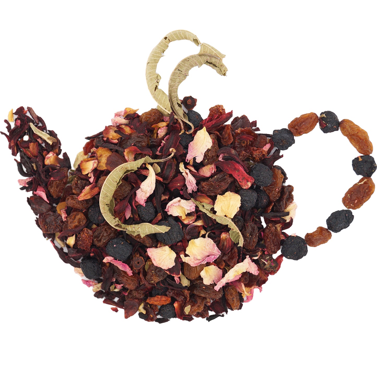 Organic hibiscus cassis tea blend with grape leaf and black currant