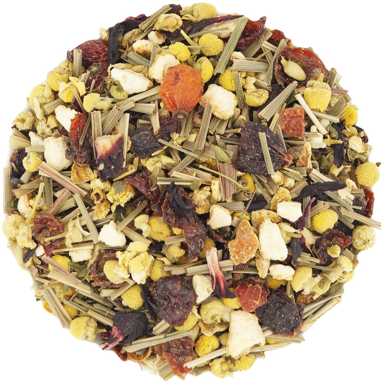 Ingredients of Sunny Garden Tea – Chamomile, Lemongrass, and Citrus for a Refreshing Herbal Blend