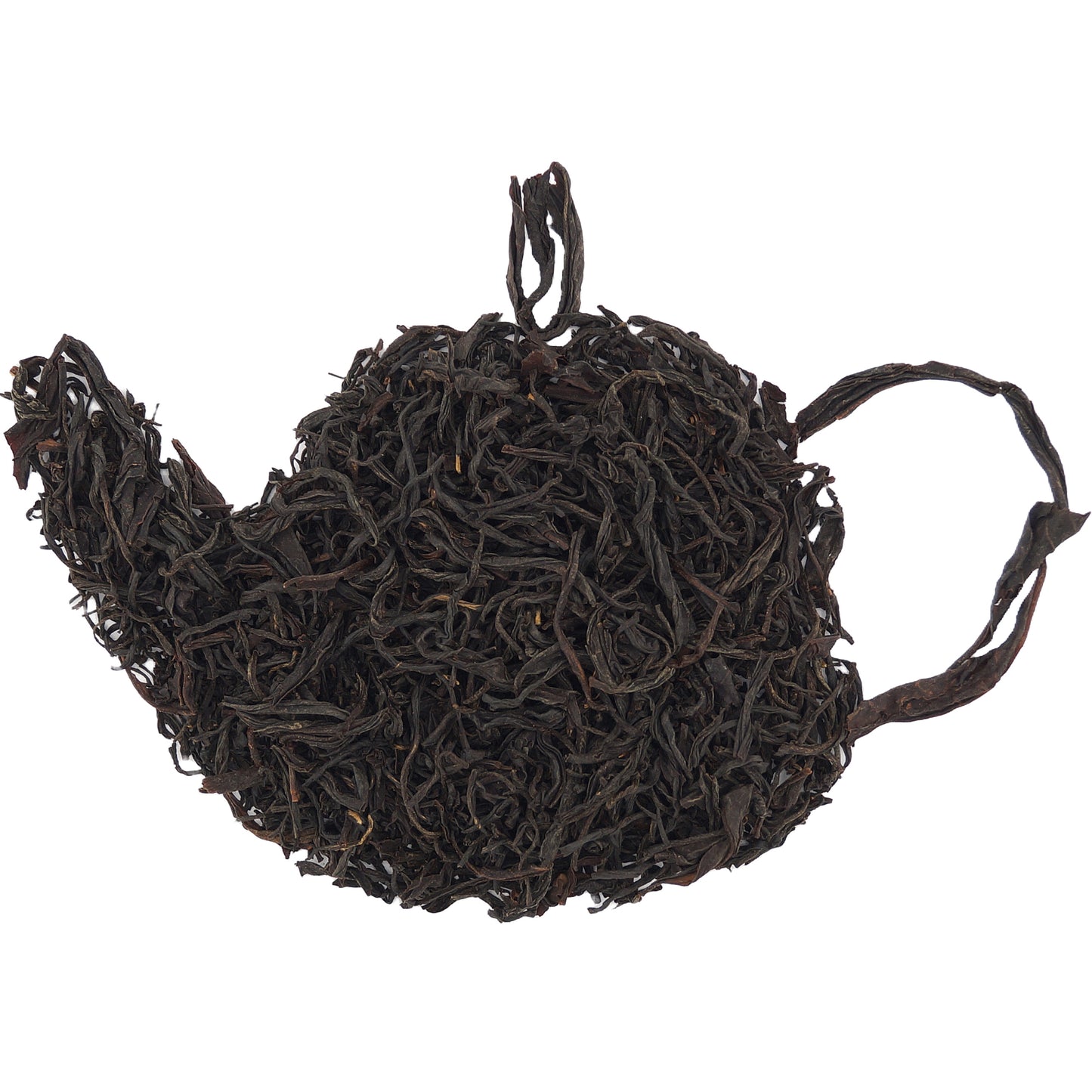 Close-up of Keemun Mao Feng loose leaf Chinese black tea with delicate slender leaves