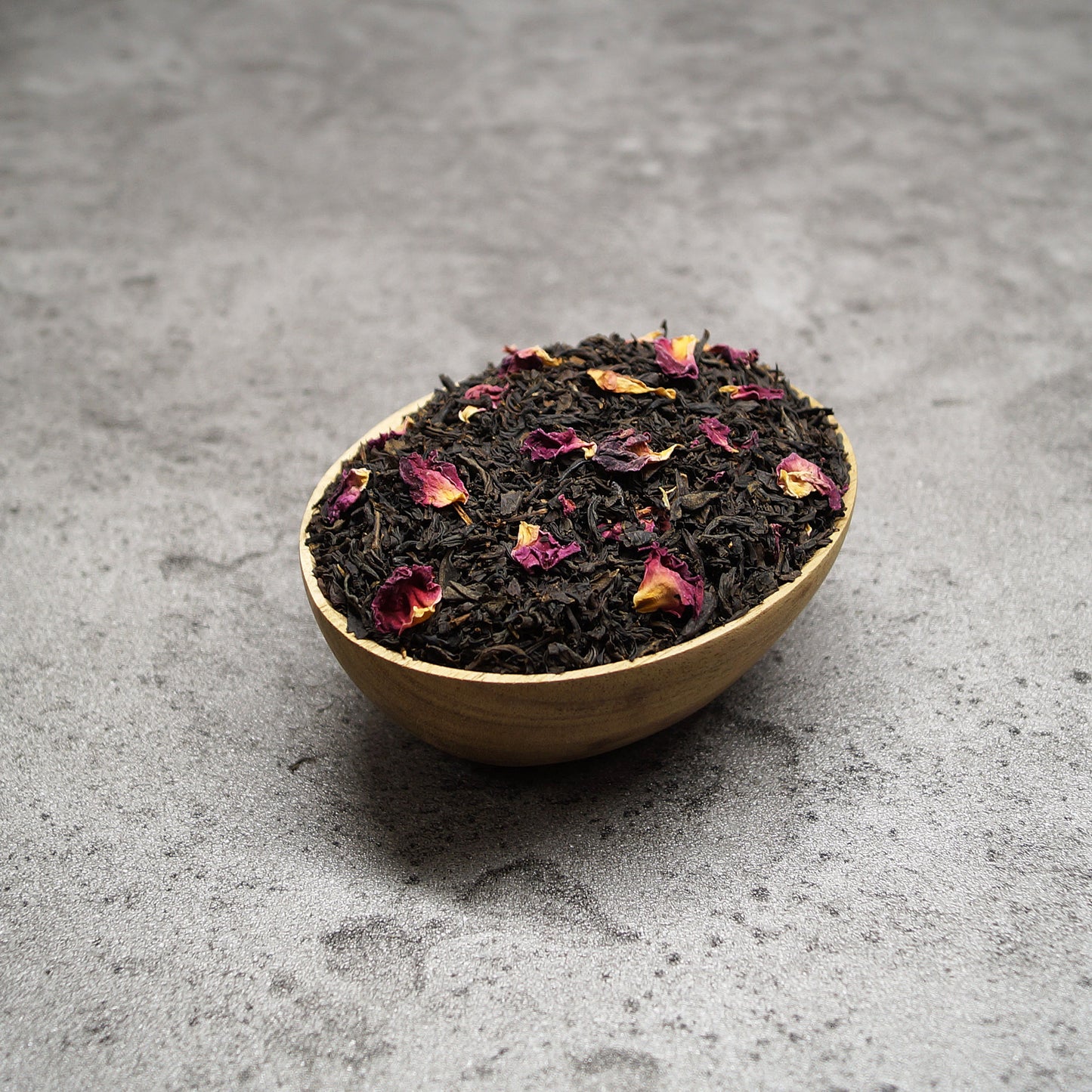 Loose leaf black tea and rose blend, perfect for tea lovers