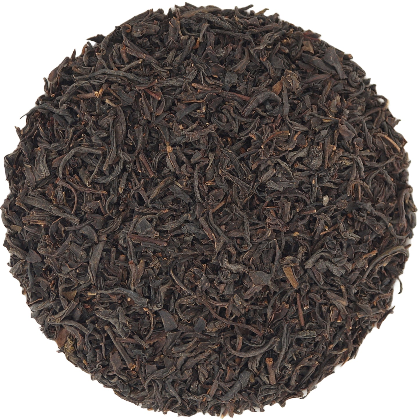 Loose leaf Keemun Black tea leaves on white background