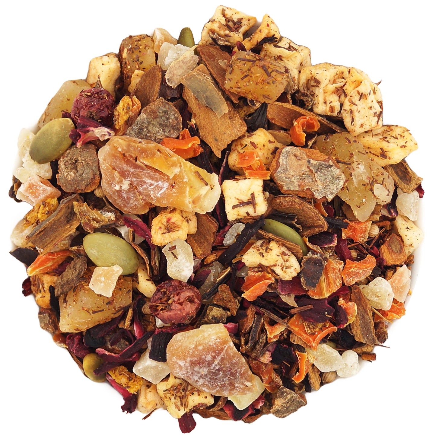 Loose leaf rooibos mango tea with carob and hibiscus – healthy herbal tea for children
