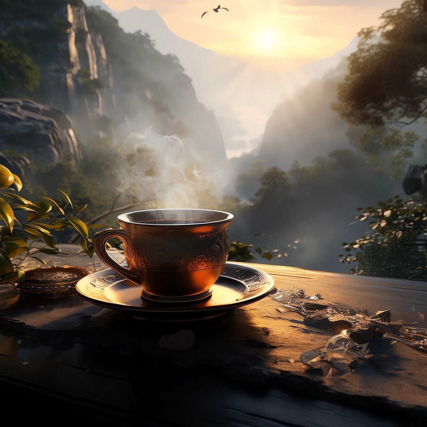 Mango black tea blend with loose black tea leaves and mango fruit