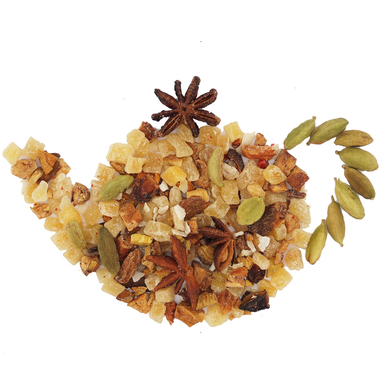 Loose leaf mango fruit tea with apple and exotic fruit — sweet, tropical, and caffeine-free