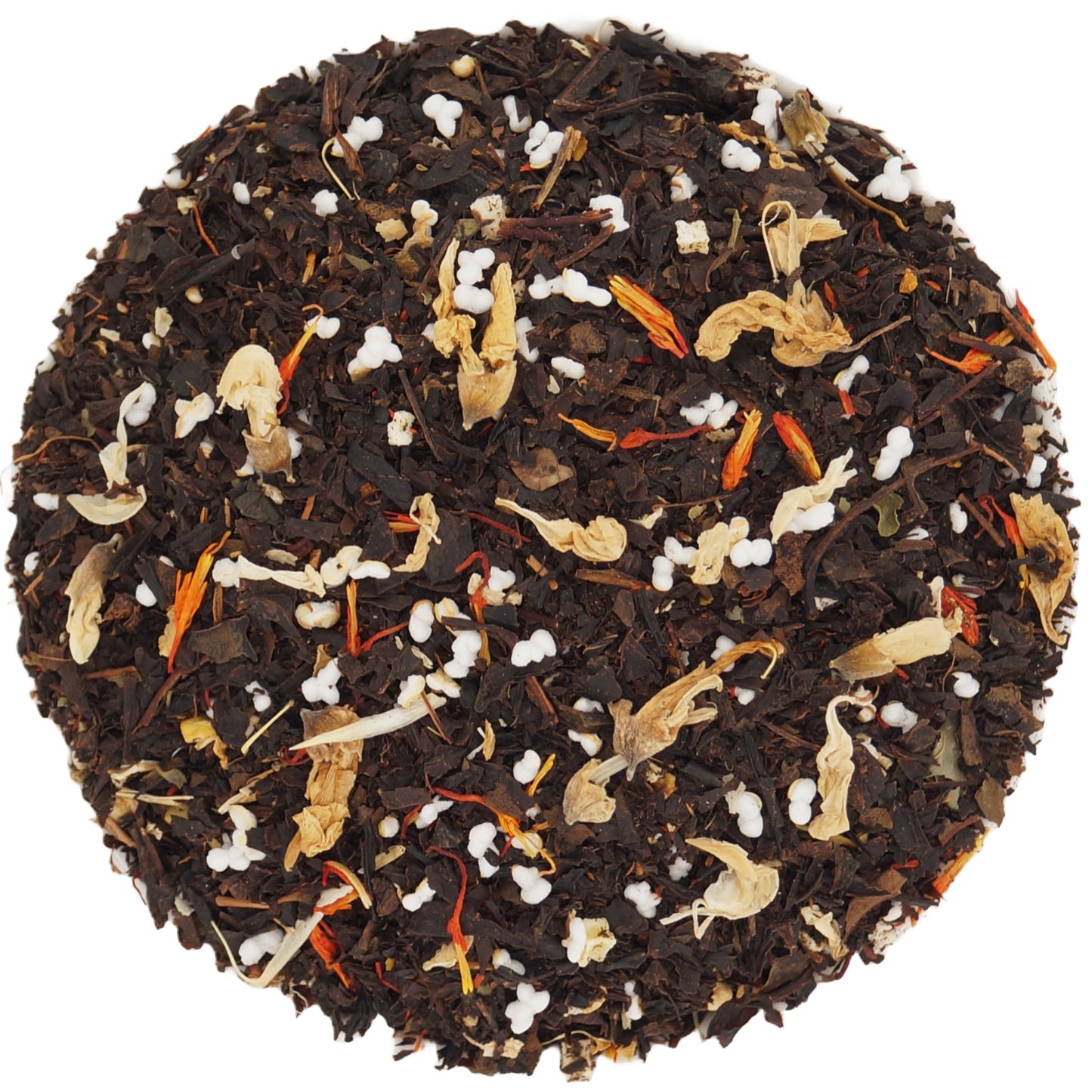 Loose leaf blend of Mexican mango tea featuring black tea and chunks of mango