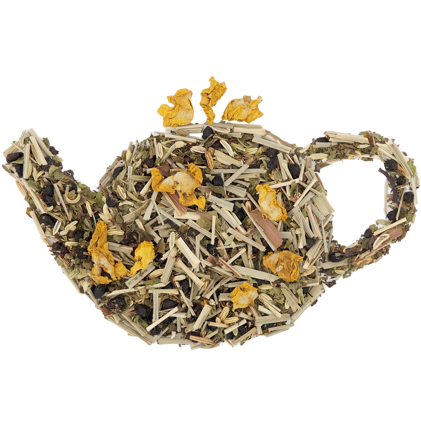 Refreshing spearmint and peppermint herbal tea blend with elderberry and fennel in loose leaf form