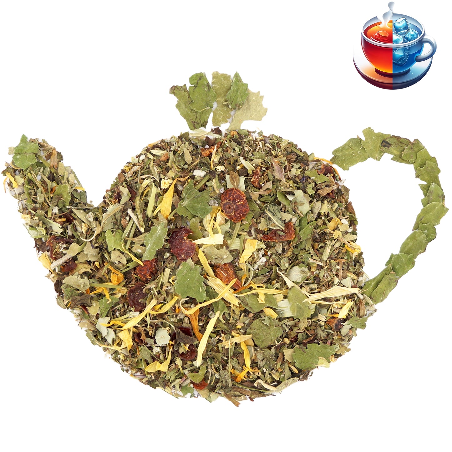Loose leaf Mountain Blend organic herbal tea with lemon balm, peppermint, and fennel — naturally refreshing