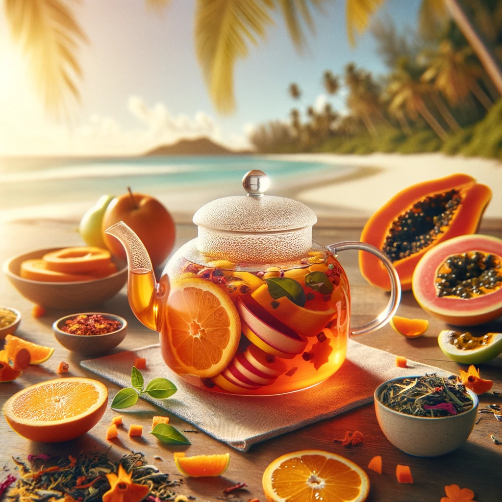 Orange Dream herbal tea with citrus fruits and apple – refreshing loose leaf herbal tea for a fruity, energizing infusion