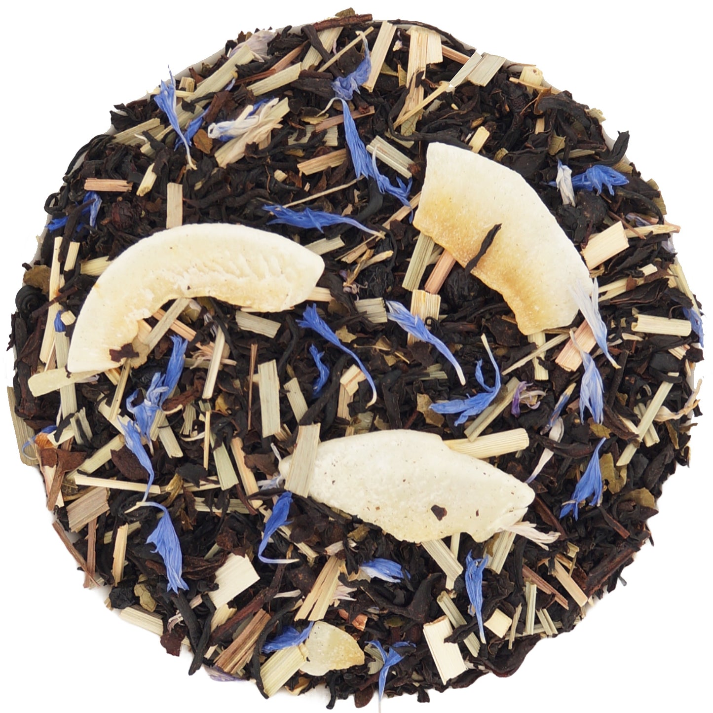 Dried Loose Leaf Organic Black Tea with Blueberry and Coconut flakes