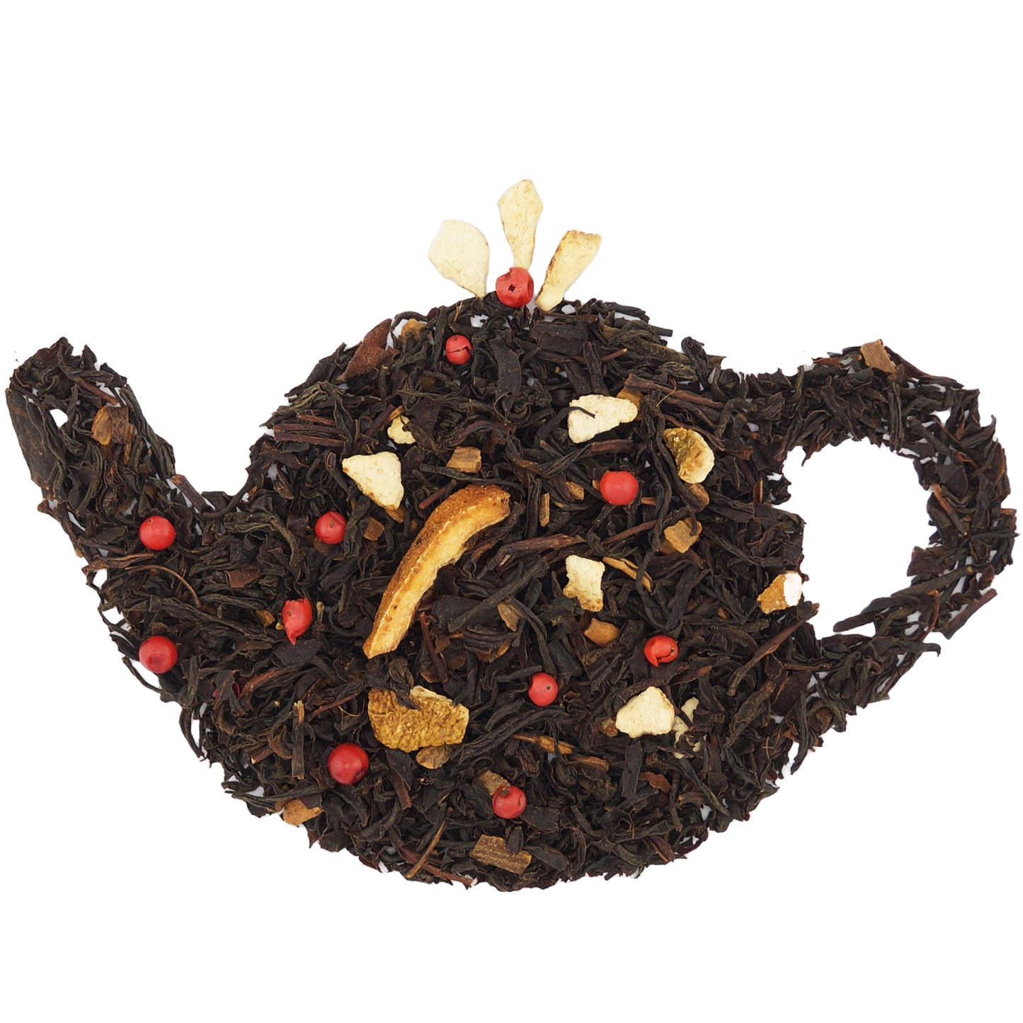 Organic black tea leaves with a hint of cinnamon and orange spice