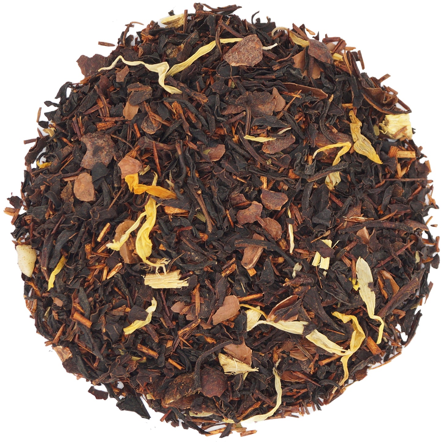 Organic honeybush tea leaves with a sweet, floral fragrance