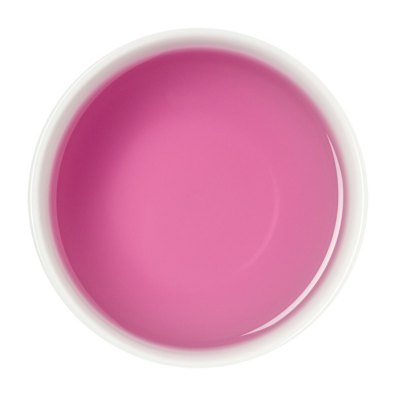 Herbal fruit tea with vibrant pink color and tropical aroma