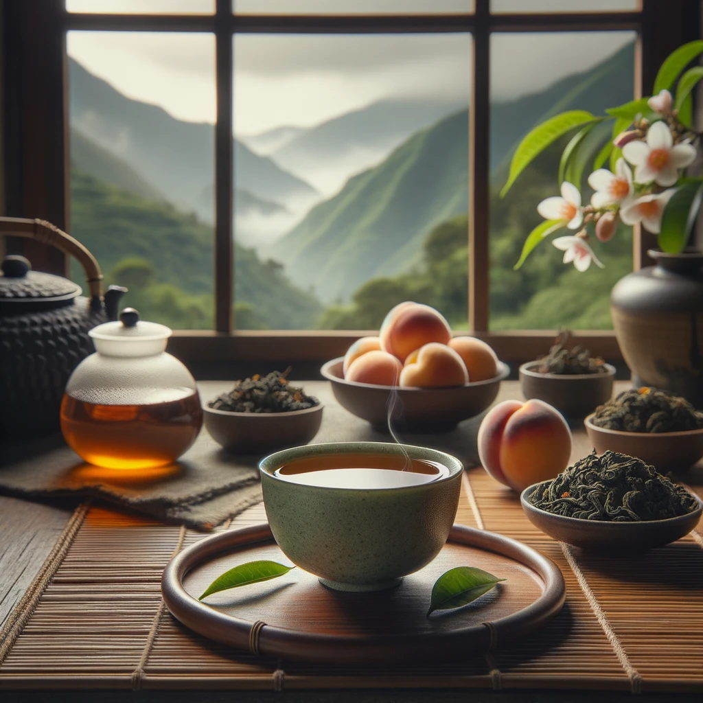 Serve and enjoy peach oolong tea hot