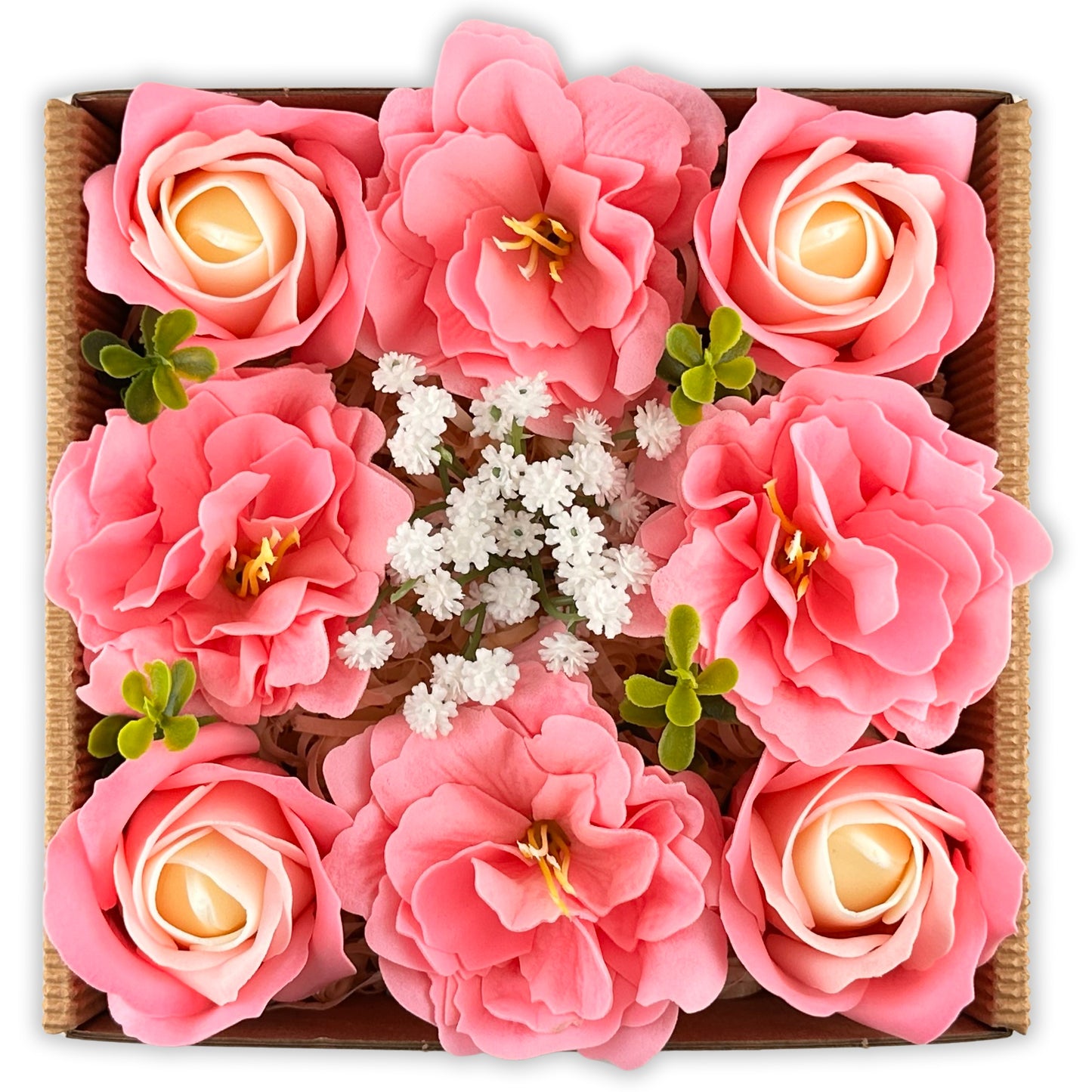 Soap flower box with rose-shaped soap flowers – romantic gift for her