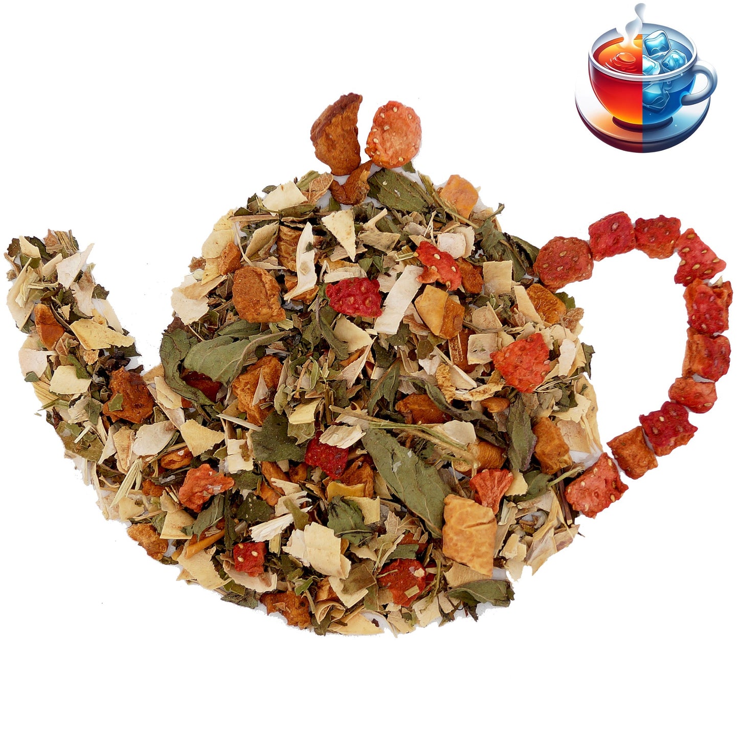 Refreshing Strawberry Mint Herbal Tea — fruity, minty, and naturally caffeine-free loose leaf blend