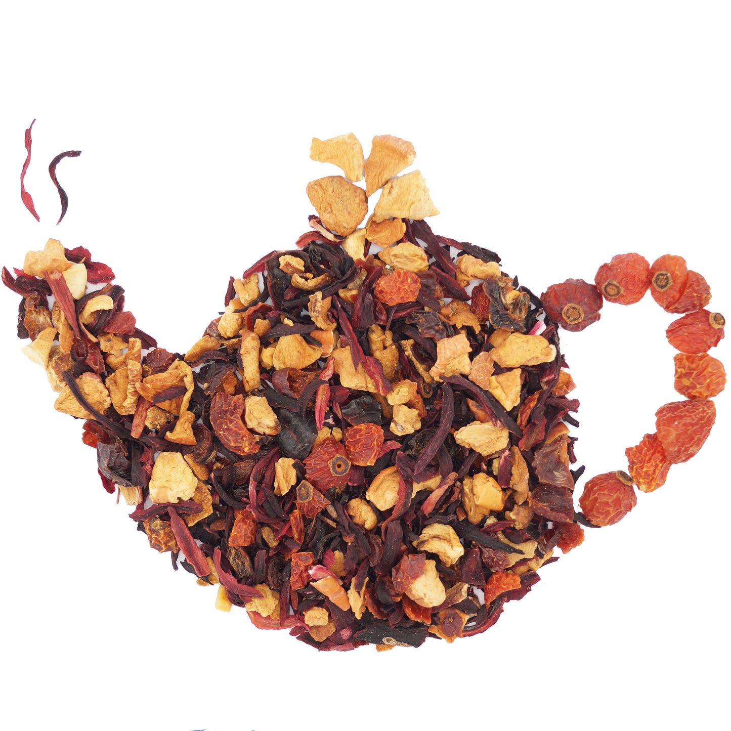 Sweet and spicy herbal tea with apple, almond, and cinnamon in a cozy loose leaf blend