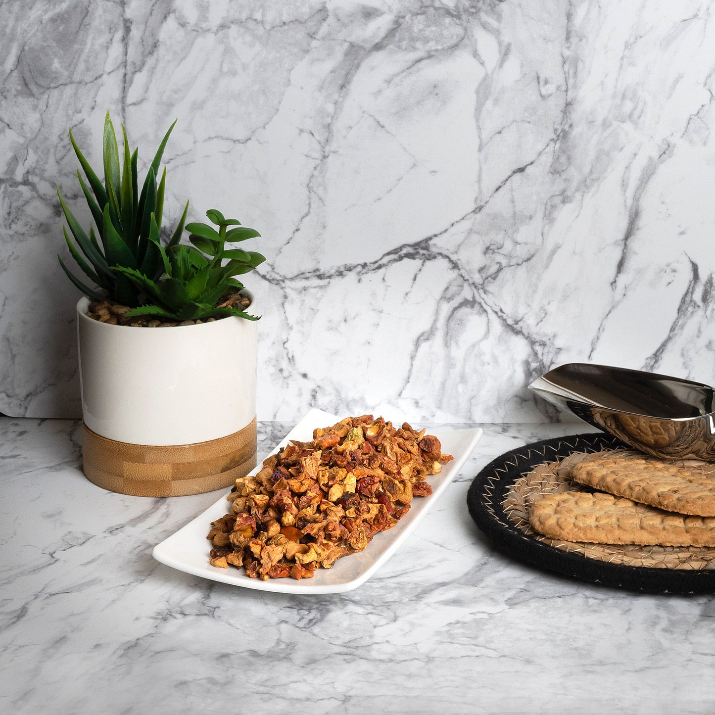 Turkish Apple Tea loose leaf blend — a colorful mix of dried apple and exotic fruits