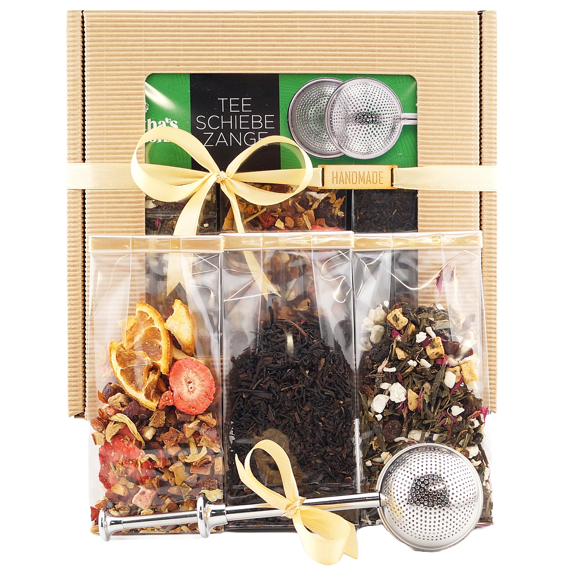 Luxury black tea gift set with infuser tong in elegant packaging - original gift for her