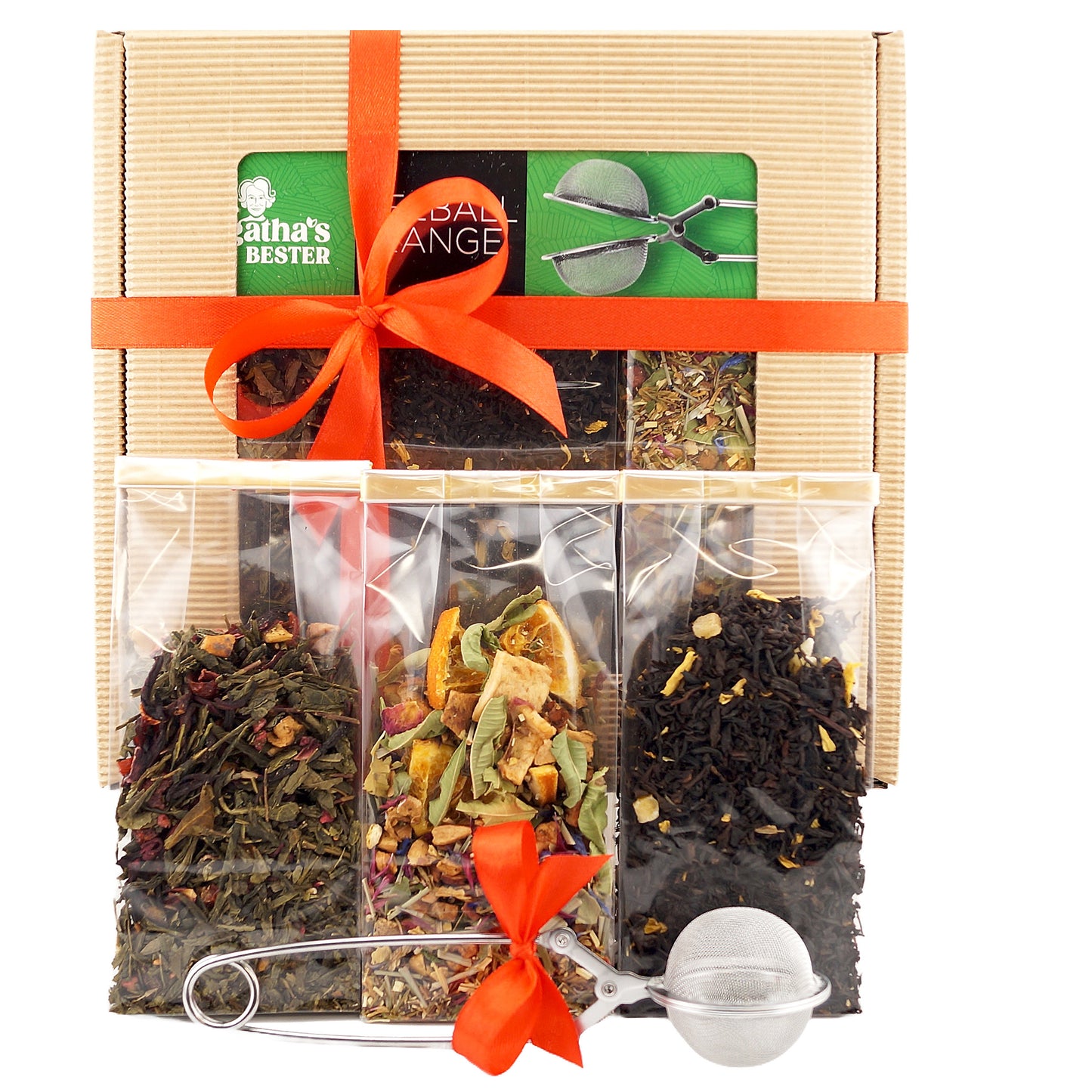 Premium black tea gift set with infuser tong in elegant packaging