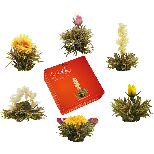 Blooming tea balls transforming into flowers, perfect gift for tea lovers. End of term teacher gifts, blooming tea set for teachers as a thoughtful present