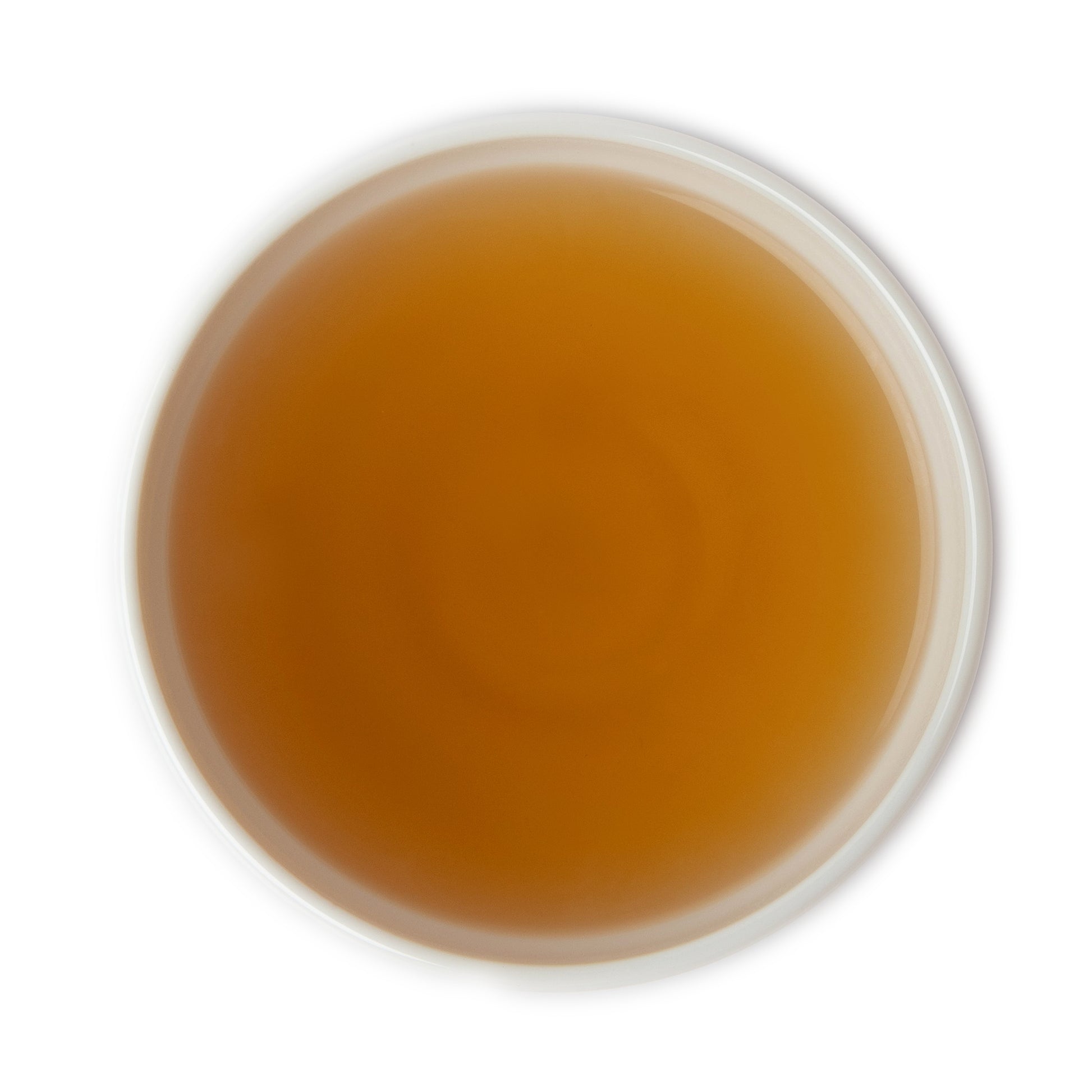 Brewed Darjeeling First Flush black tea in cup – light amber infusion
