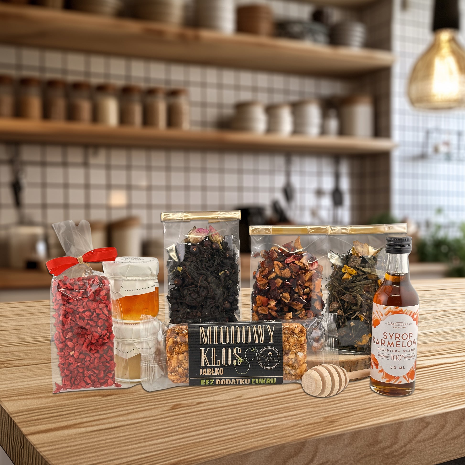 Corporate gift set featuring a luxurious combination of loose leaf teas, honey, and gourmet treats – ideal for clients or team members